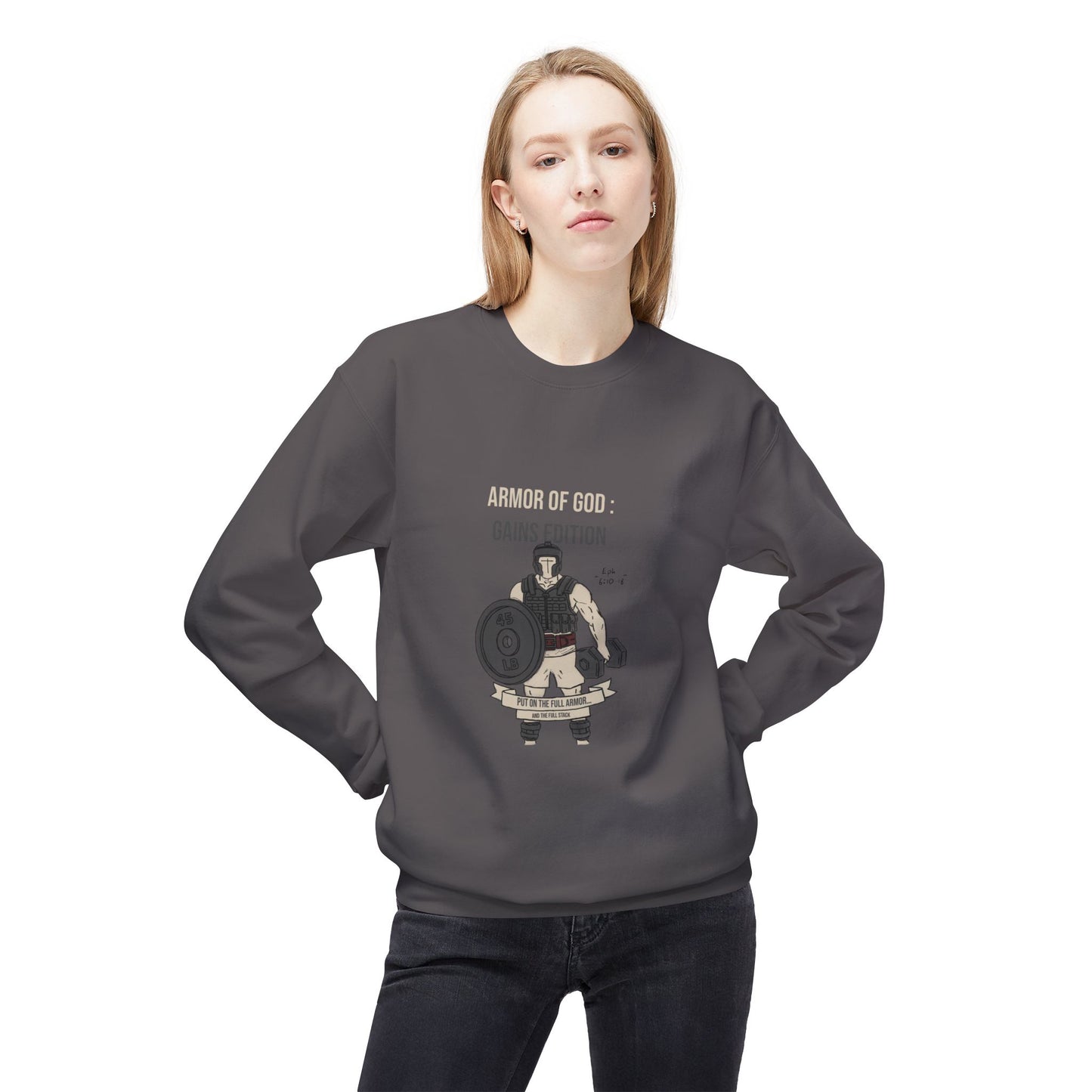 Cozy Fleece Crewneck Sweatshirt | The Armor of God : Gains Edition