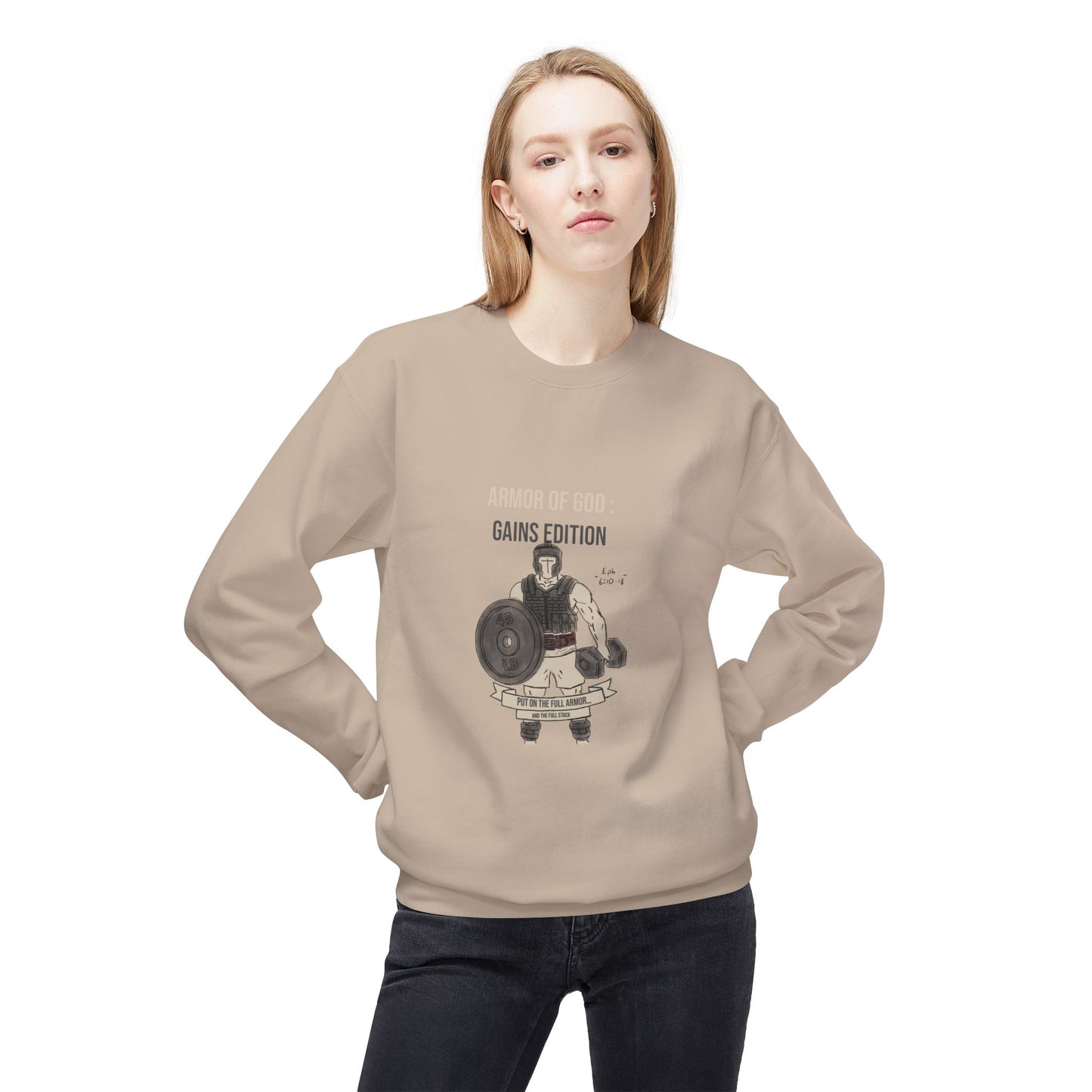 Cozy Fleece Crewneck Sweatshirt | The Armor of God : Gains Edition