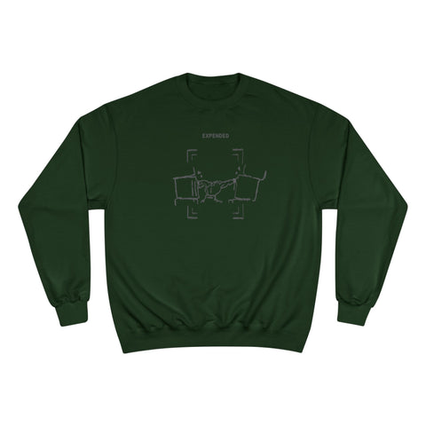 Champion Crewneck Sweatshirt — Minimal Line Art Fist Bump Design