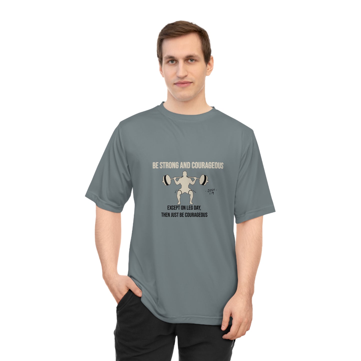 Bold Workout Tee | Be Strong and Courageous Silhouette Design