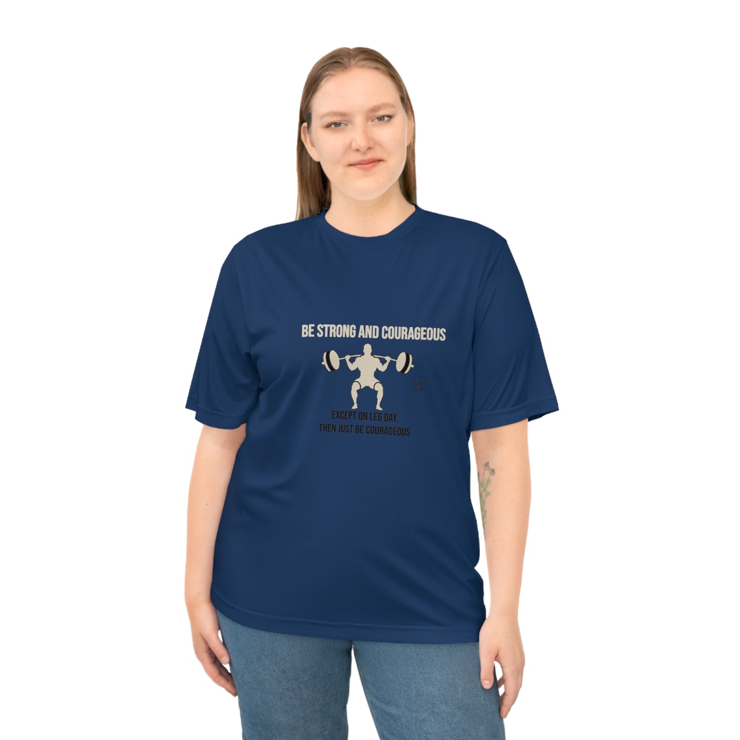 Bold Workout Tee | Be Strong and Courageous Silhouette Design