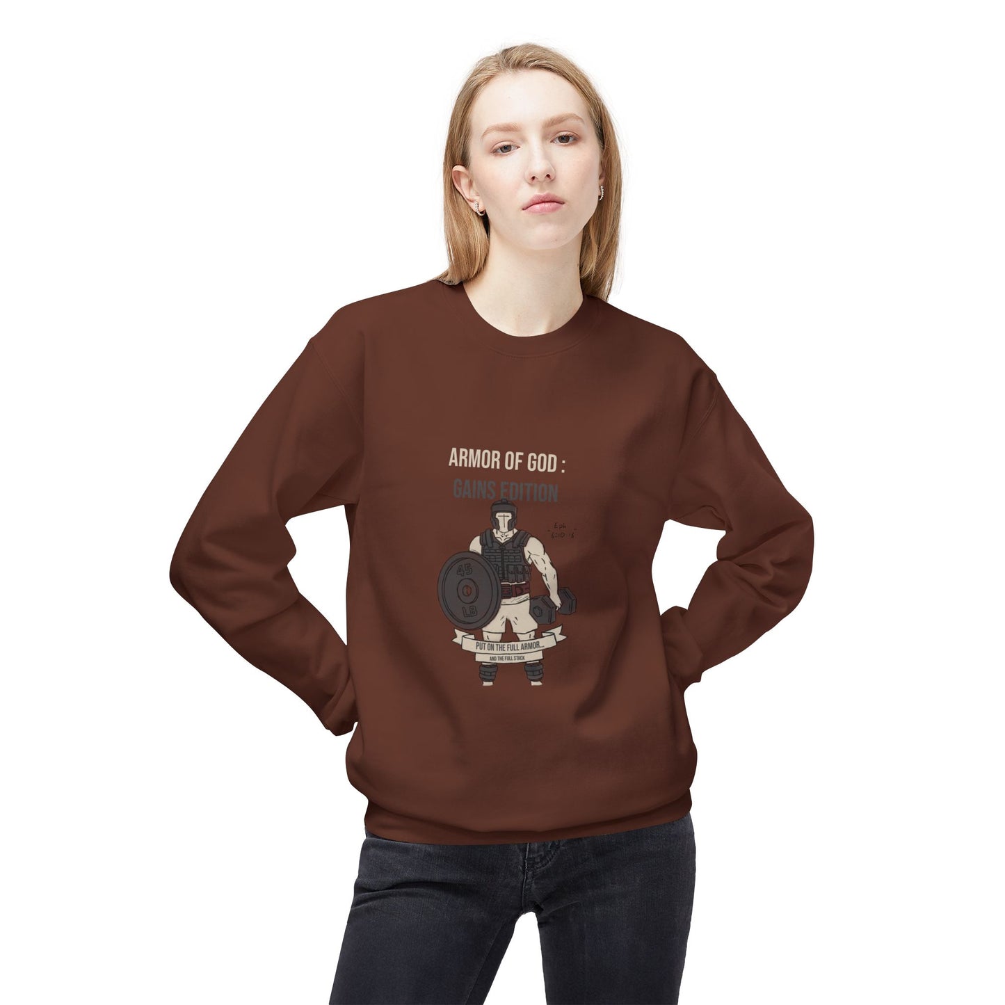 Cozy Fleece Crewneck Sweatshirt | The Armor of God : Gains Edition