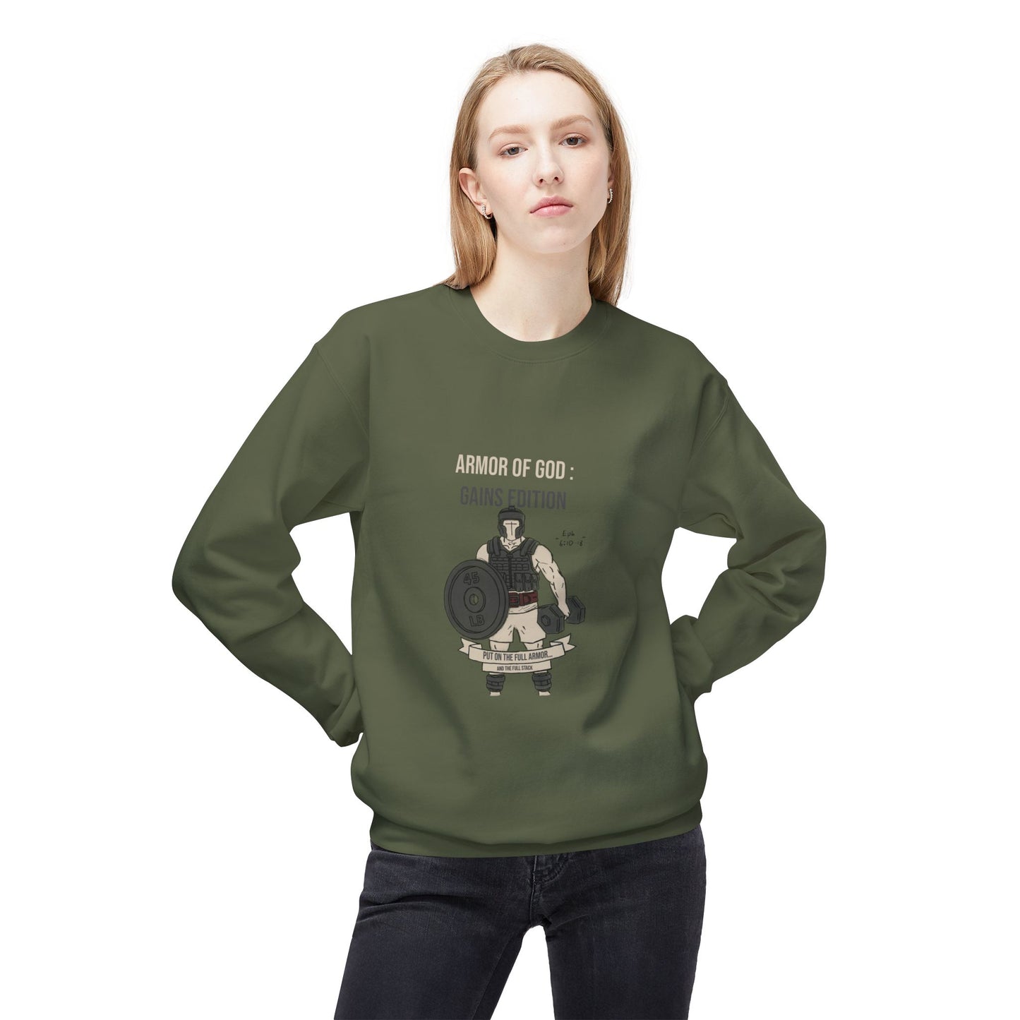 Cozy Fleece Crewneck Sweatshirt | The Armor of God : Gains Edition