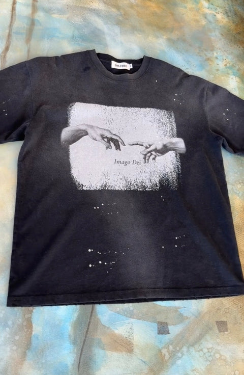 GB004 - IMAGO DEI | hand-frayed paint splatter Tee
