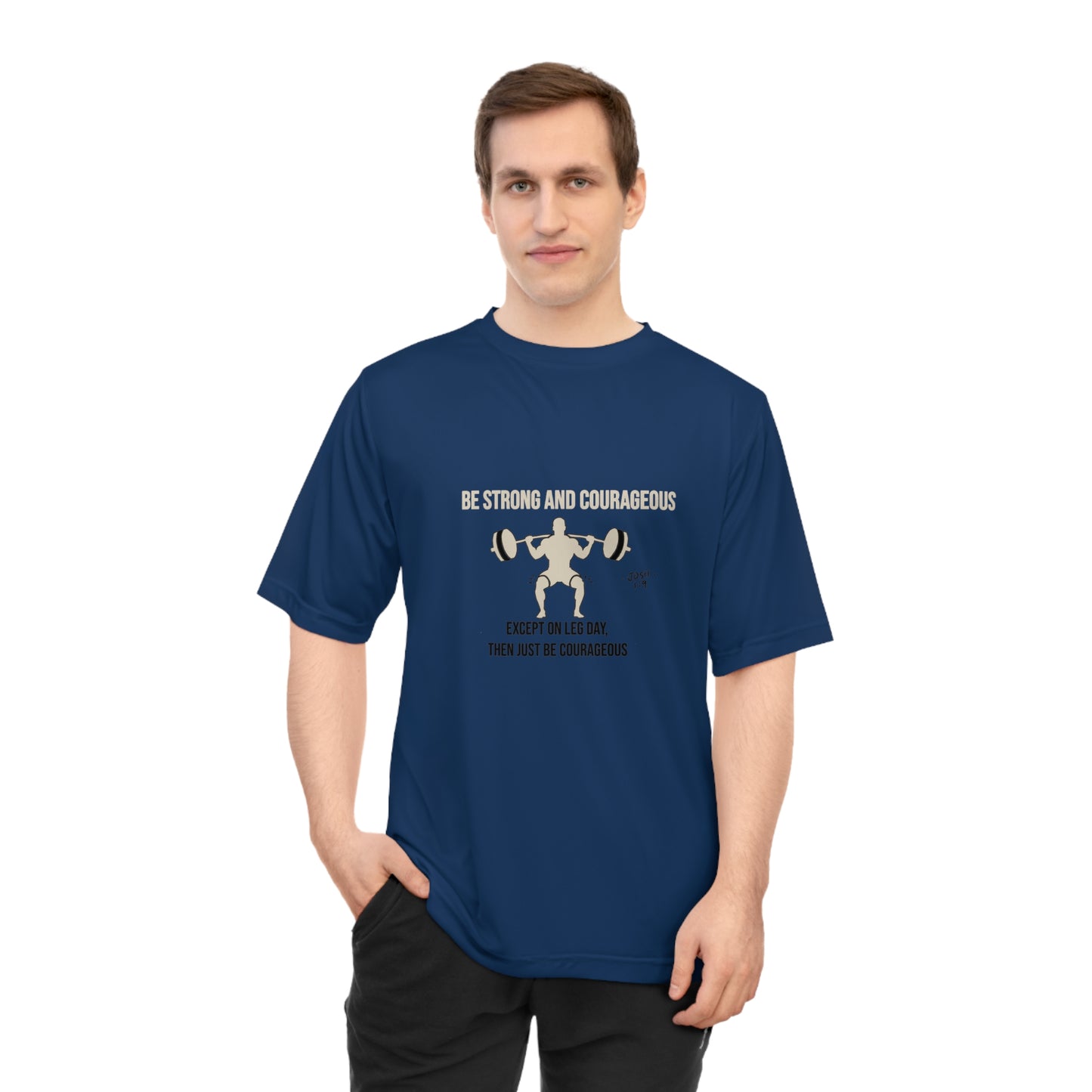 Bold Workout Tee | Be Strong and Courageous Silhouette Design