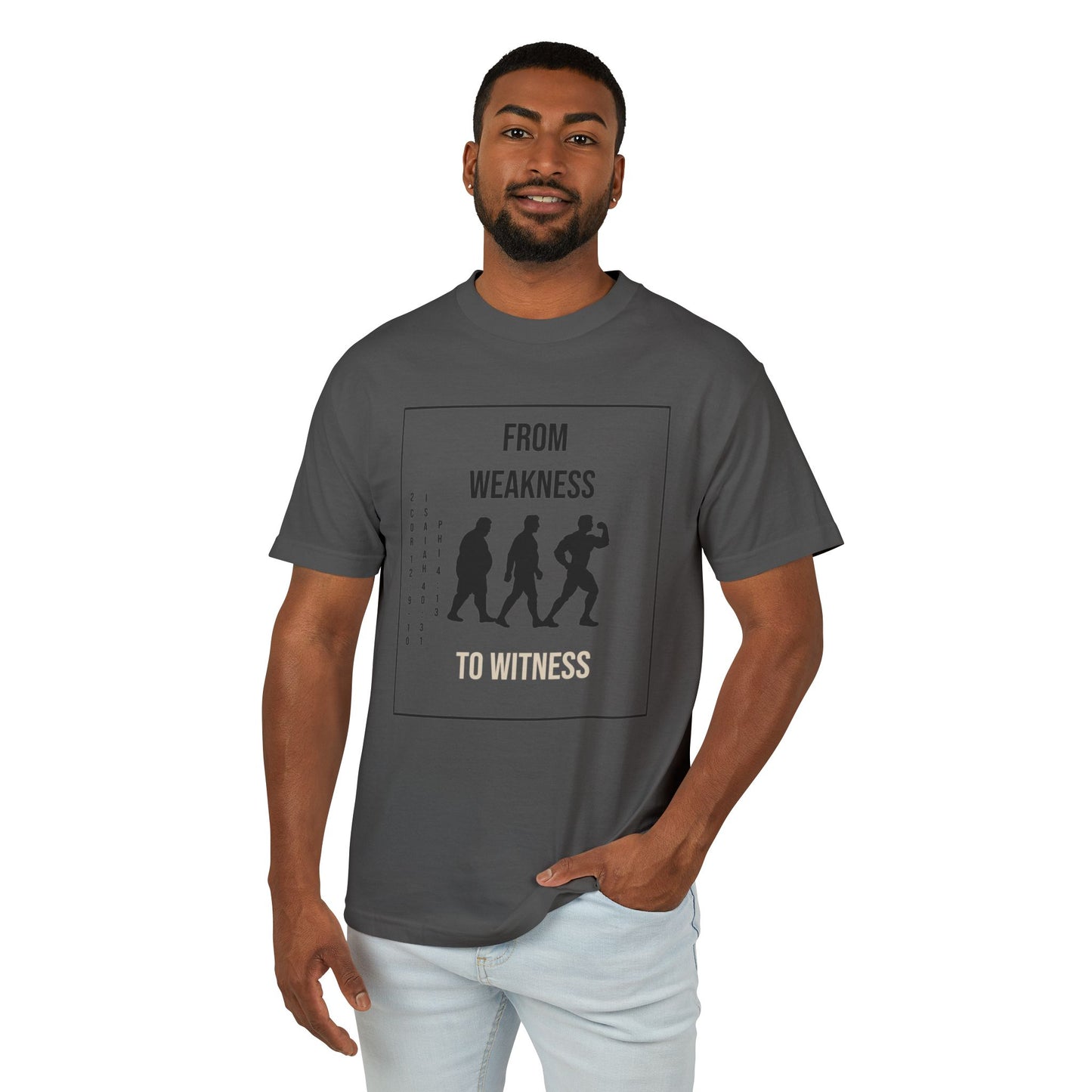 Men's Faded HeavyWeight Cotton Tee | From Weakness To Fitness