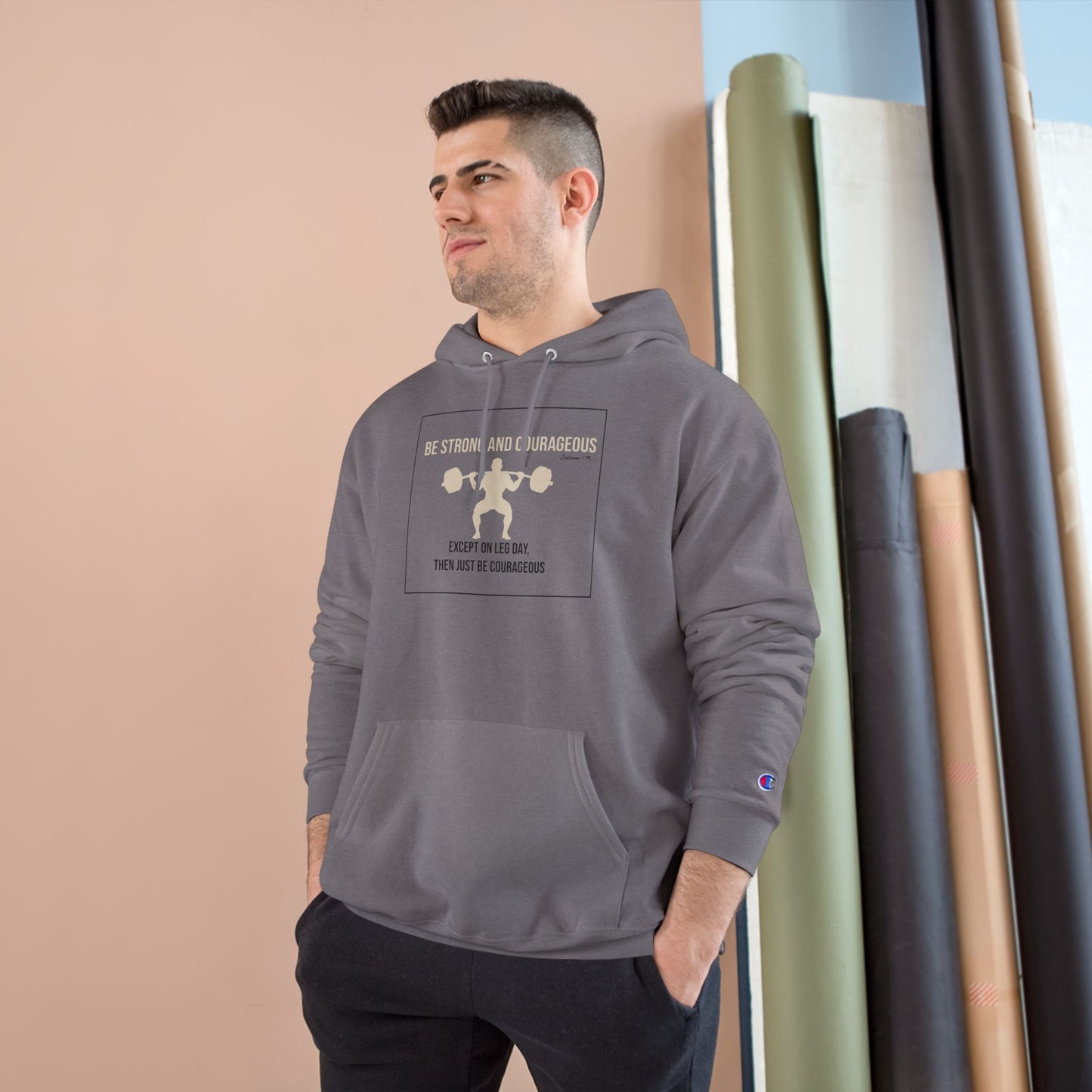 Casual and Workout Hoodie | Be Strong and Courageous Weightlifting Champion Hoodie
