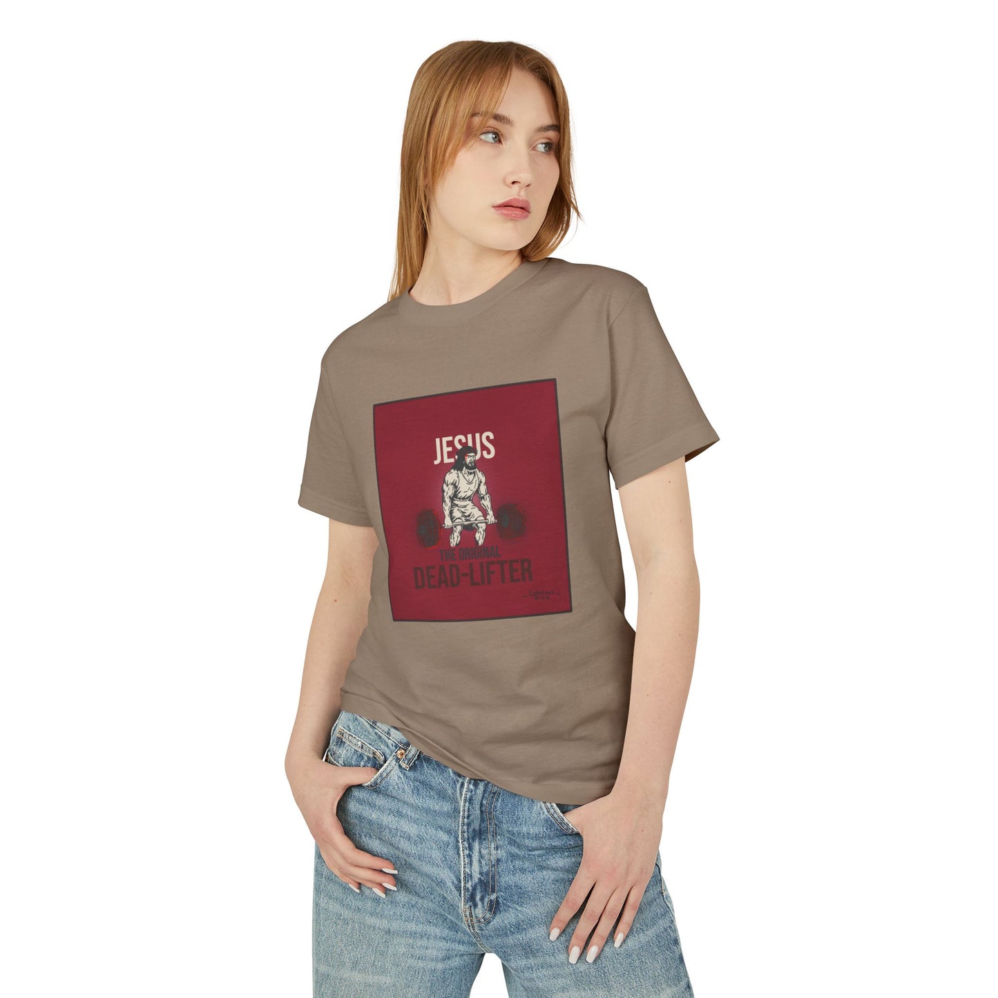 Faded HeavyWeight Cotton Tee — Jesus the OG Deadlifter (Version2)