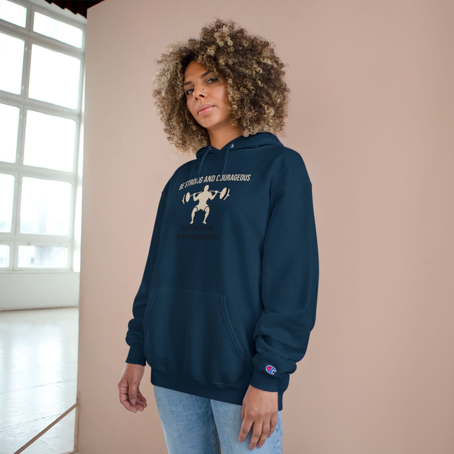 Casual and Workout Hoodie | Be Strong and Courageous Weightlifting Champion Hoodie