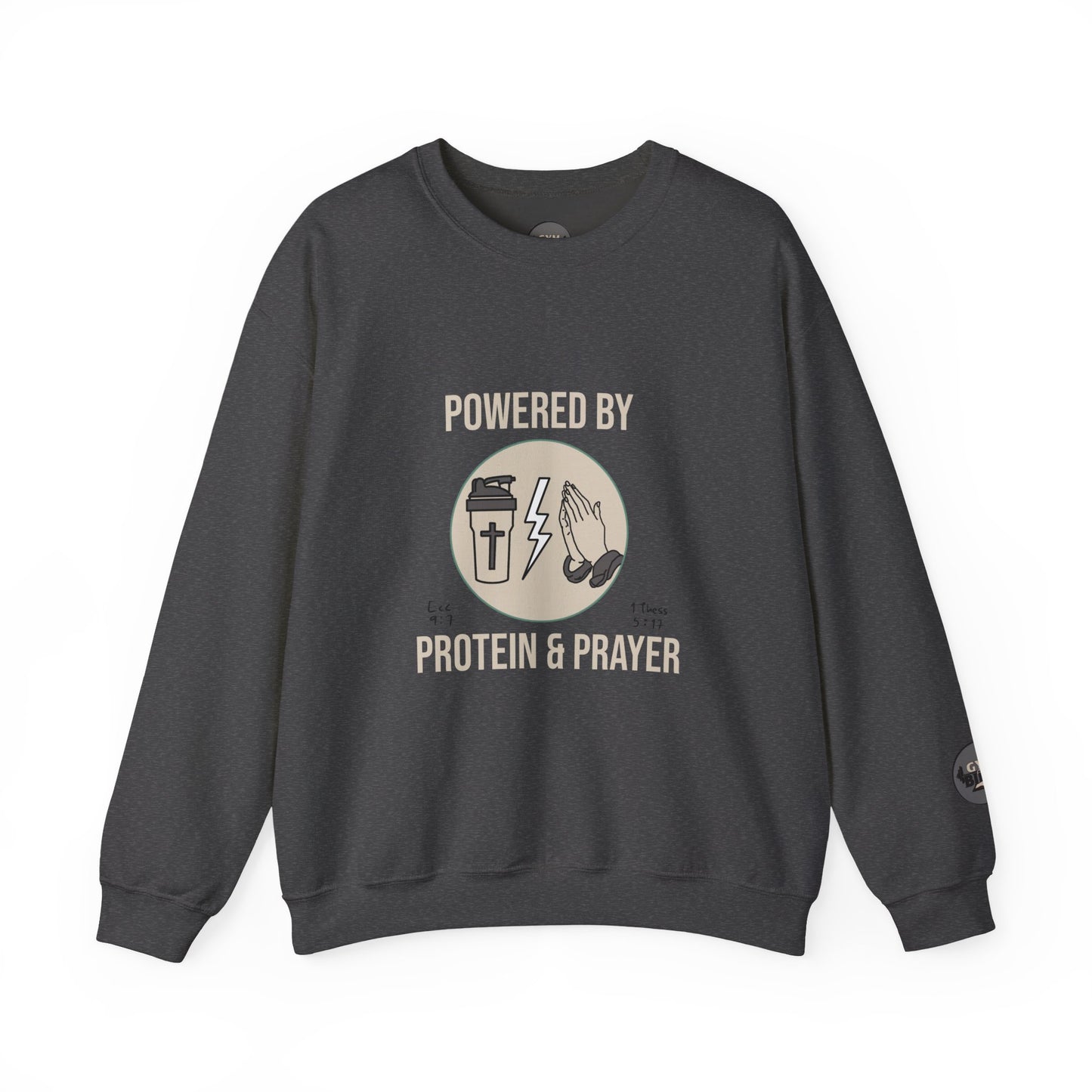 Unisex Crewneck Sweatshirt | Powered by Protein and Prayer