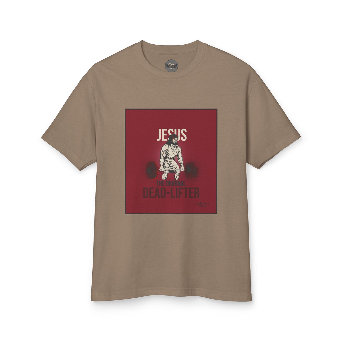 Faded HeavyWeight Cotton Tee — Jesus the OG Deadlifter (Version2)
