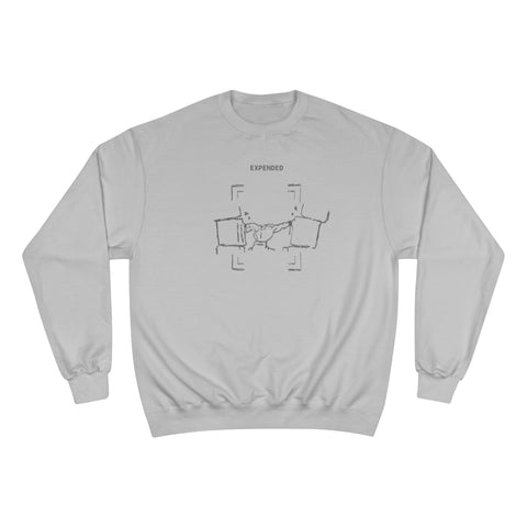 Champion Crewneck Sweatshirt — Minimal Line Art Fist Bump Design