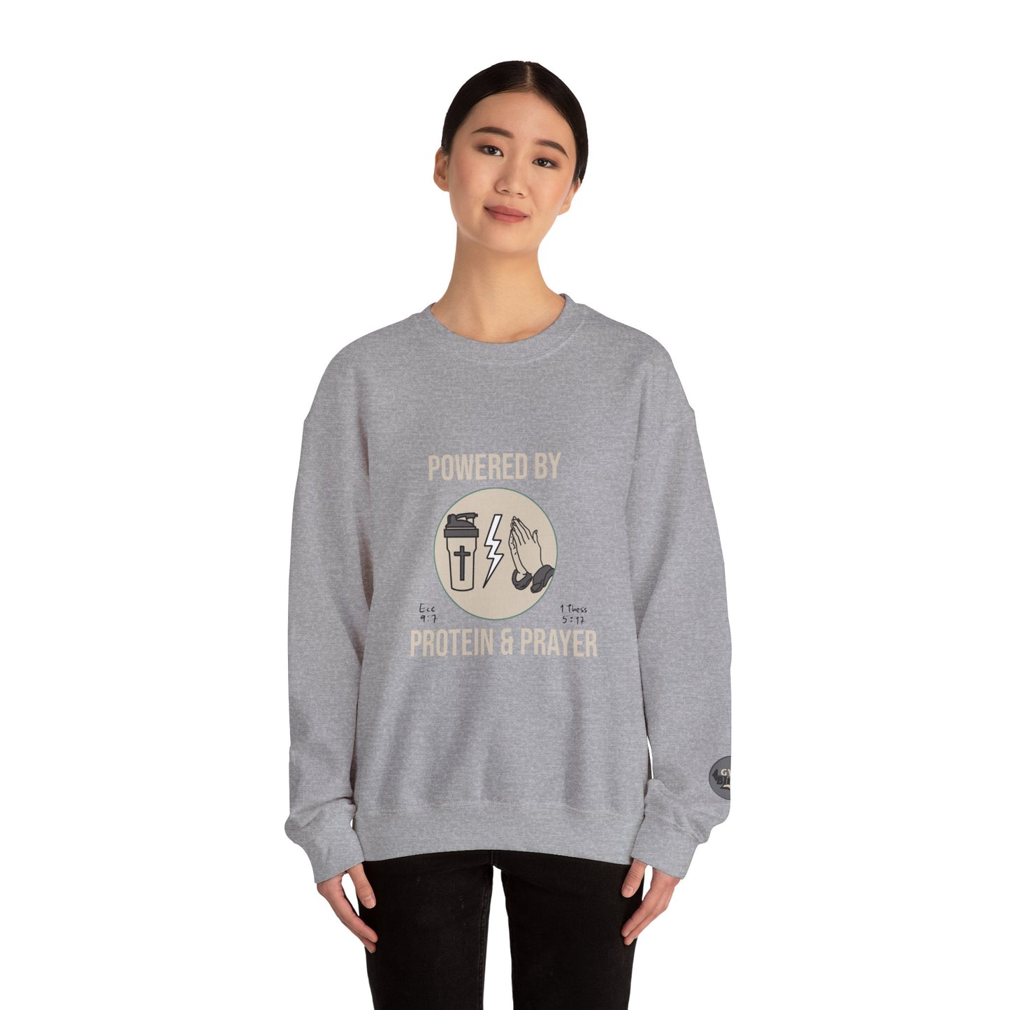 Unisex Crewneck Sweatshirt | Powered by Protein and Prayer
