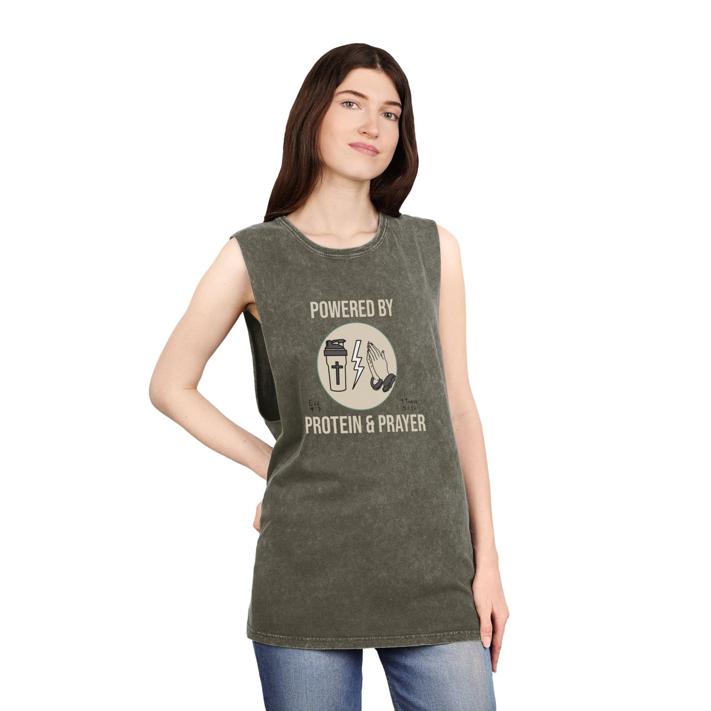 Tank Top | Powered by Protein and Prayer