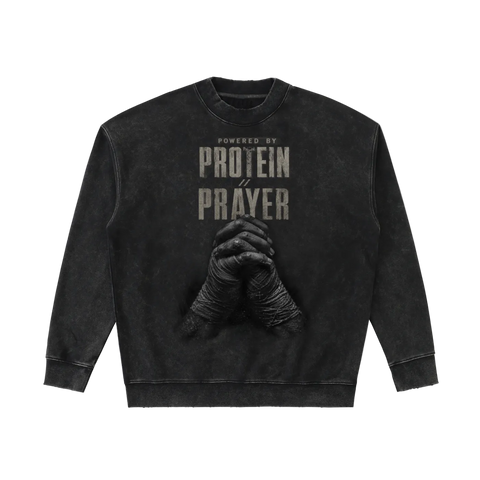 GB009 - POWERED BY PROTEIN & PRAYER | drop-shoulder Sweatshirt