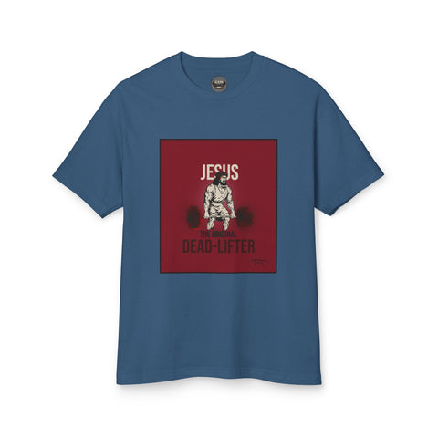 Faded HeavyWeight Cotton Tee — Jesus the OG Deadlifter (Version2)