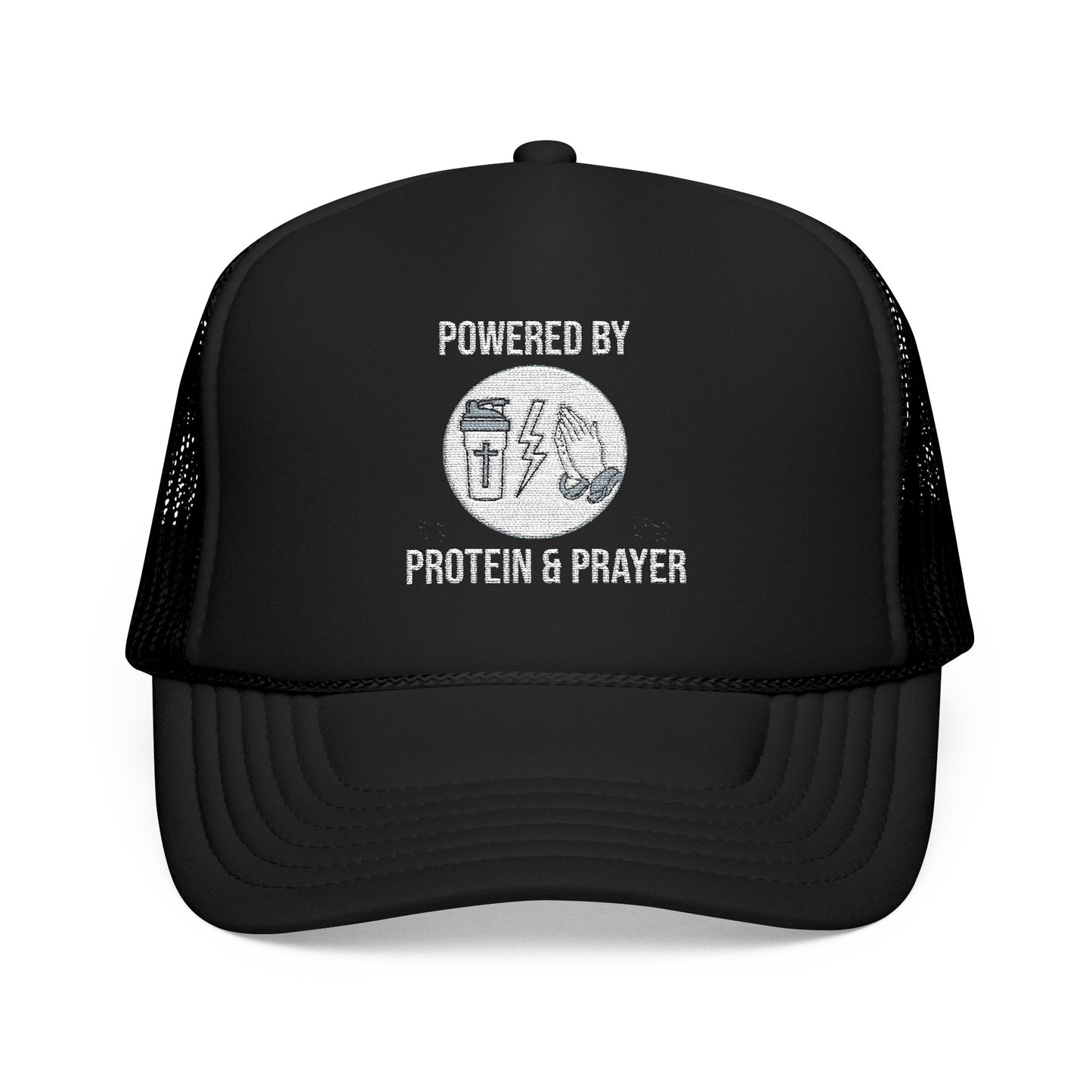 Foam Trucker Hat | Powered by Protein and Prayer