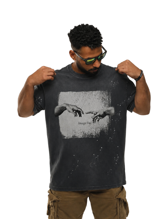 IMAGO DEI | hand-frayed paint splatter Tee