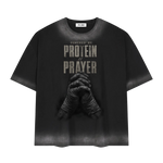 POWERED BY PROTEIN & PRAYER | vintage wash boxy Tee