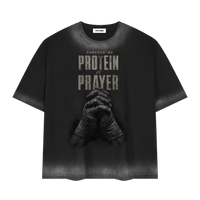 POWERED BY PROTEIN & PRAYER | vintage wash boxy Tee
