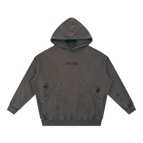 GB001 - GYM//BIBLE | distressed panel-pocket Hoodie
